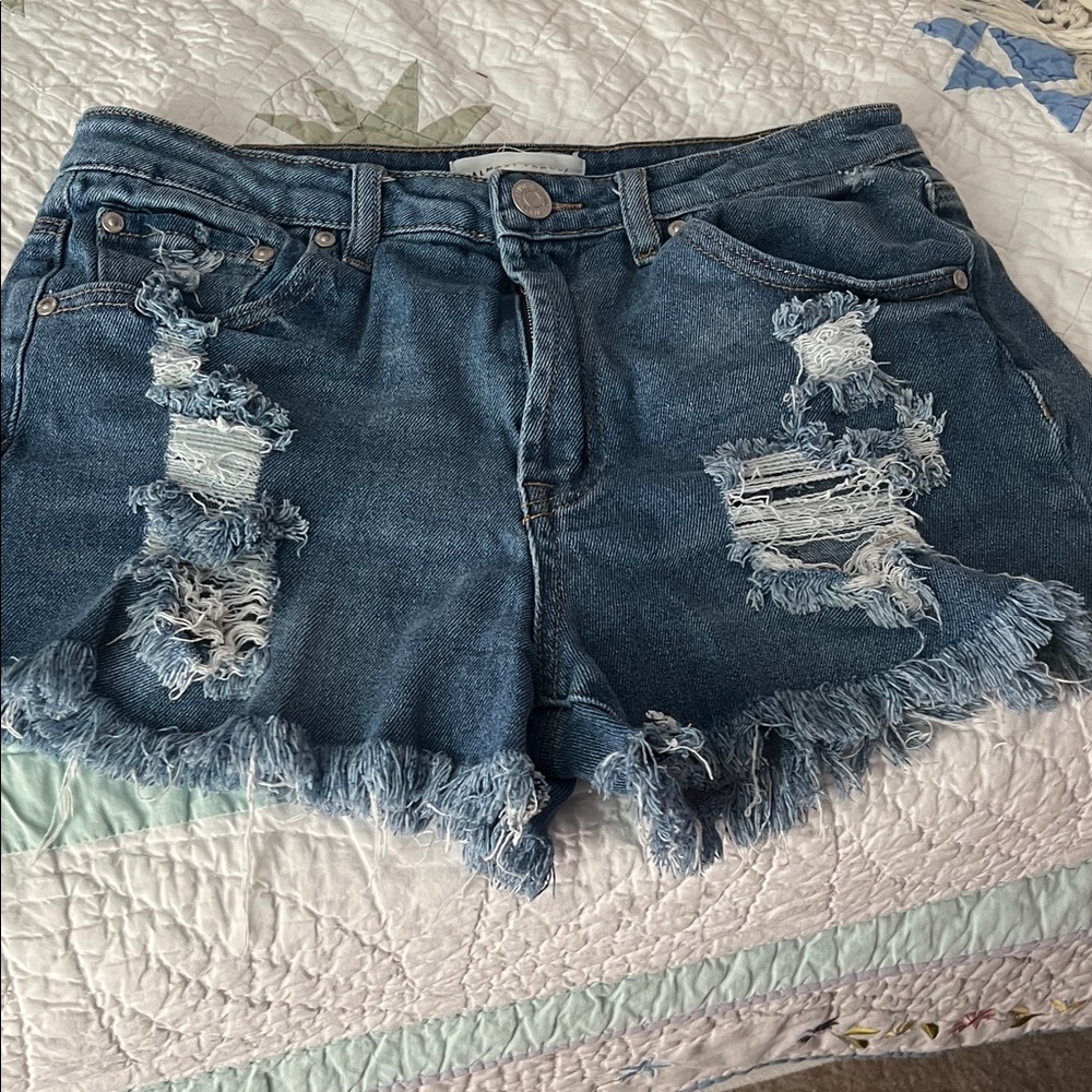 Almost Famous Ripped Blue Jean Shorts